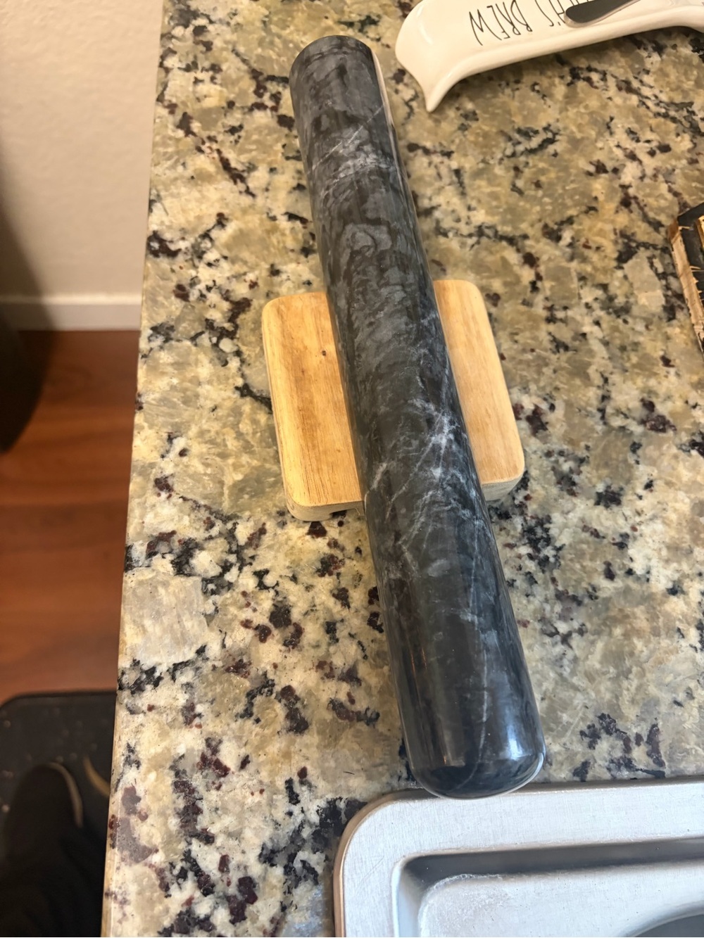 Black Marble Rolling Pin for Home Kitchen